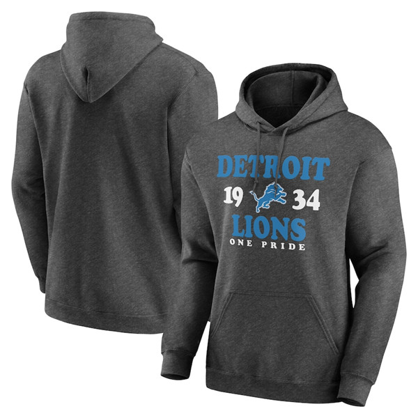 Men's Charcoal Detroit Lions Heathered Fierce Competitor Pullover Hoodie